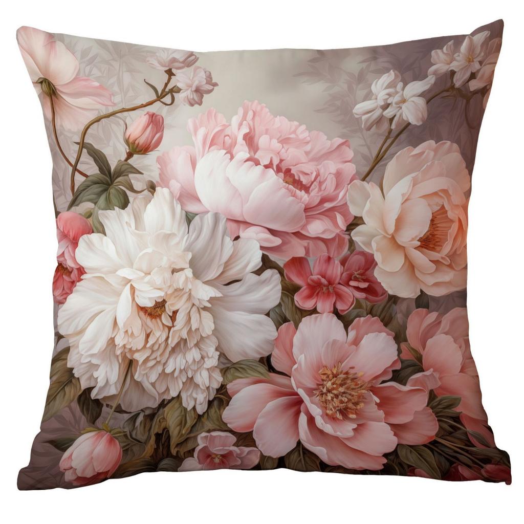 New Retro Old Peony Flower Pillowcase Home Sofa Cushion Pillowcase
