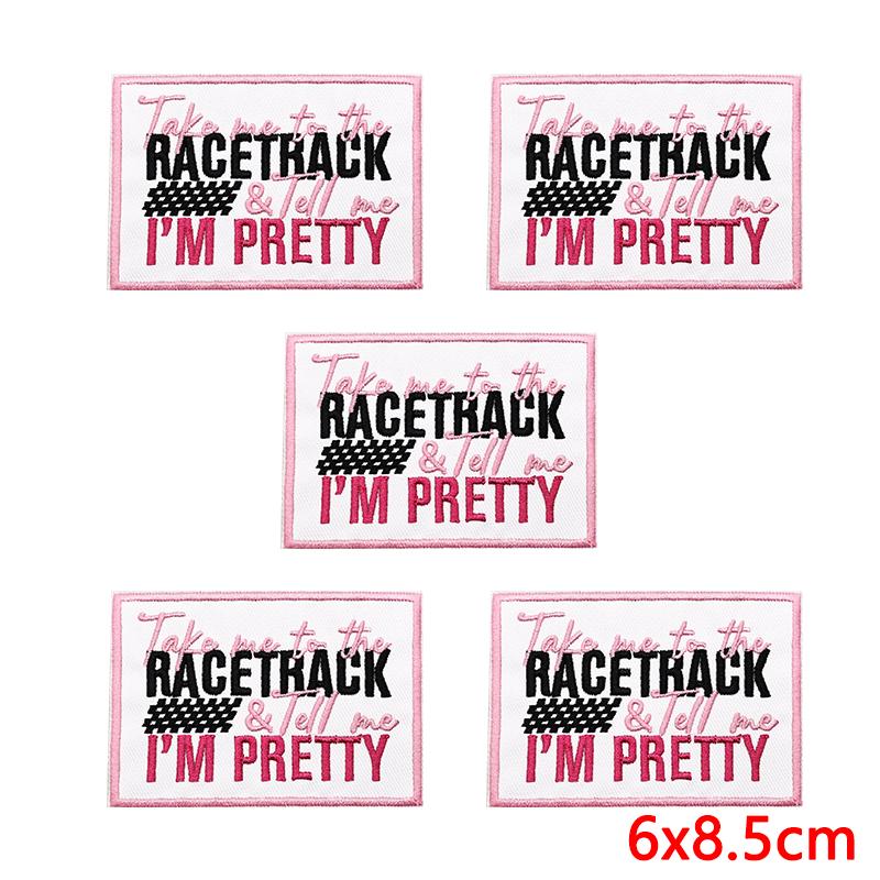 10pcs /Lots Pink Cartoon English Letter Embroidered Patches Diy Jackets Backpack Sew Badges Iron On Patches For Clothing Stickers 