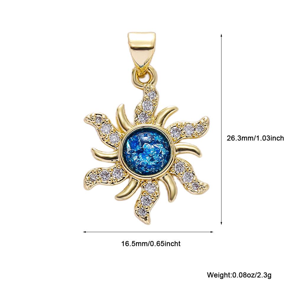 Trendy Sun Pendant Copper Gold-Plated Drip Oil DIY Jewelry: Necklace, Bracelet, Earring Accessories for Women