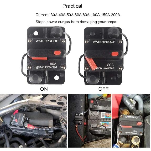 DaierTek 30A-300A Circuit Breaker 12V Trolling with Reset Boat Power Protect for Audio Fuse Car 48VDC Waterproof Fuse Holders1