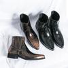 Stivali in Pelle Stile Metal Stivali di Moda a Metà Polpaccio Stivaletti Brogue Intagliati Stivali in Pelle Stivali da Uomo Scarpe di Lusso di Design Outdoor