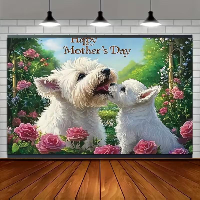 Blumiger West Highland White Terrier 2D Fotografie Hintergrund für den Muttertag