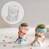 Cute Cat Hugging Girl Flower Pot 3D Silicone Mold for DIY Handmade Crafts Epoxy Resin Candle Plaster Crystal Making Home Decor