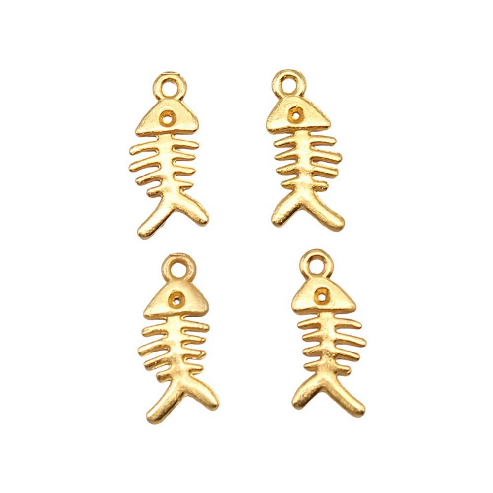 Fish Bone Charms Multi Color Alloy Pendants For Ocean Themed DIY Jewelry Accessories