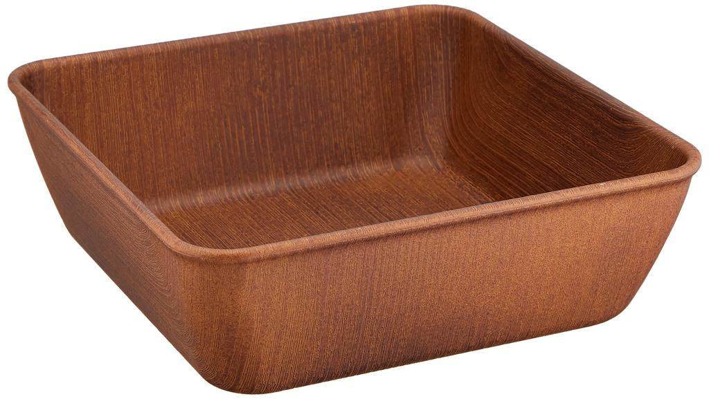 Showa NH home Wood Grain Resin Square Clean Microwave and Dishwasher Made in 4979498 Bowl, Large, Brown, Coat, Safe, Japan, Lightweight,