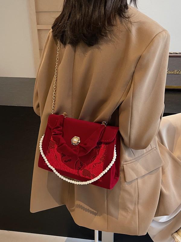 Women's Luxury Red Bridal Handbag - Bridesmaid & Bride Wedding Clutch