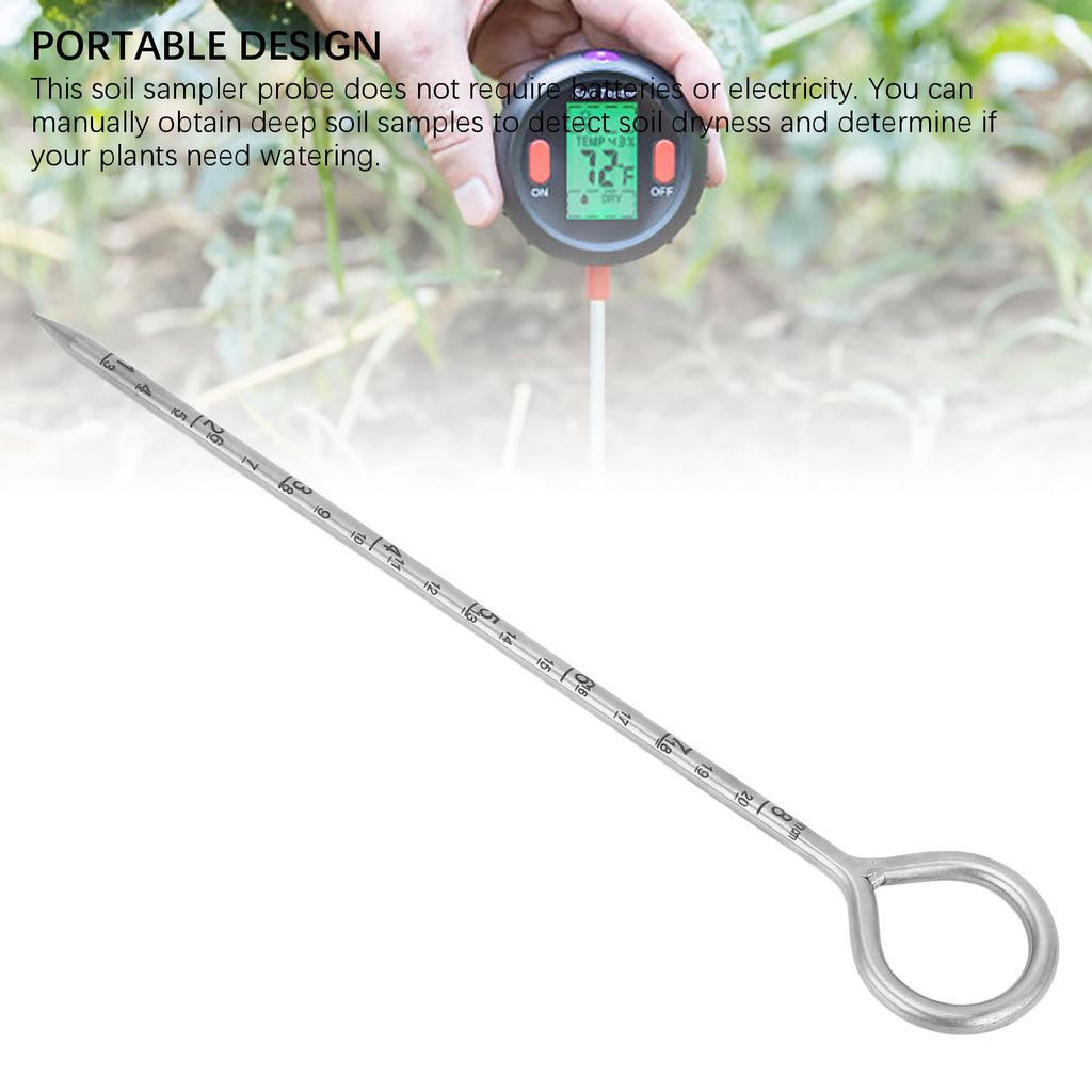 10 Inches Soil Sampler Probe Circular Handle Easy to Use Portable Stainless Steel Soil Probe for Plants Garden Farm