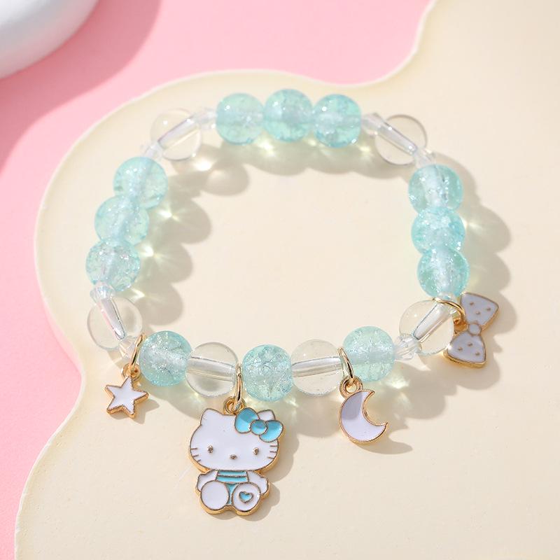 Sanrio Cinnamoroll Crystal Beaded Bracelet - Handmade Cartoon Gift for Female Students, Friends, and Couples.