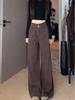 Coffee Retro Wide-Leg New Tang Women's Autumn Slimming Straight-Leg Denim Jeans