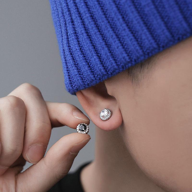 Earless Ear Hook Male Trendy Hip-hop Magnetic Zirconia Stud Earrings That Can Be Clipped On