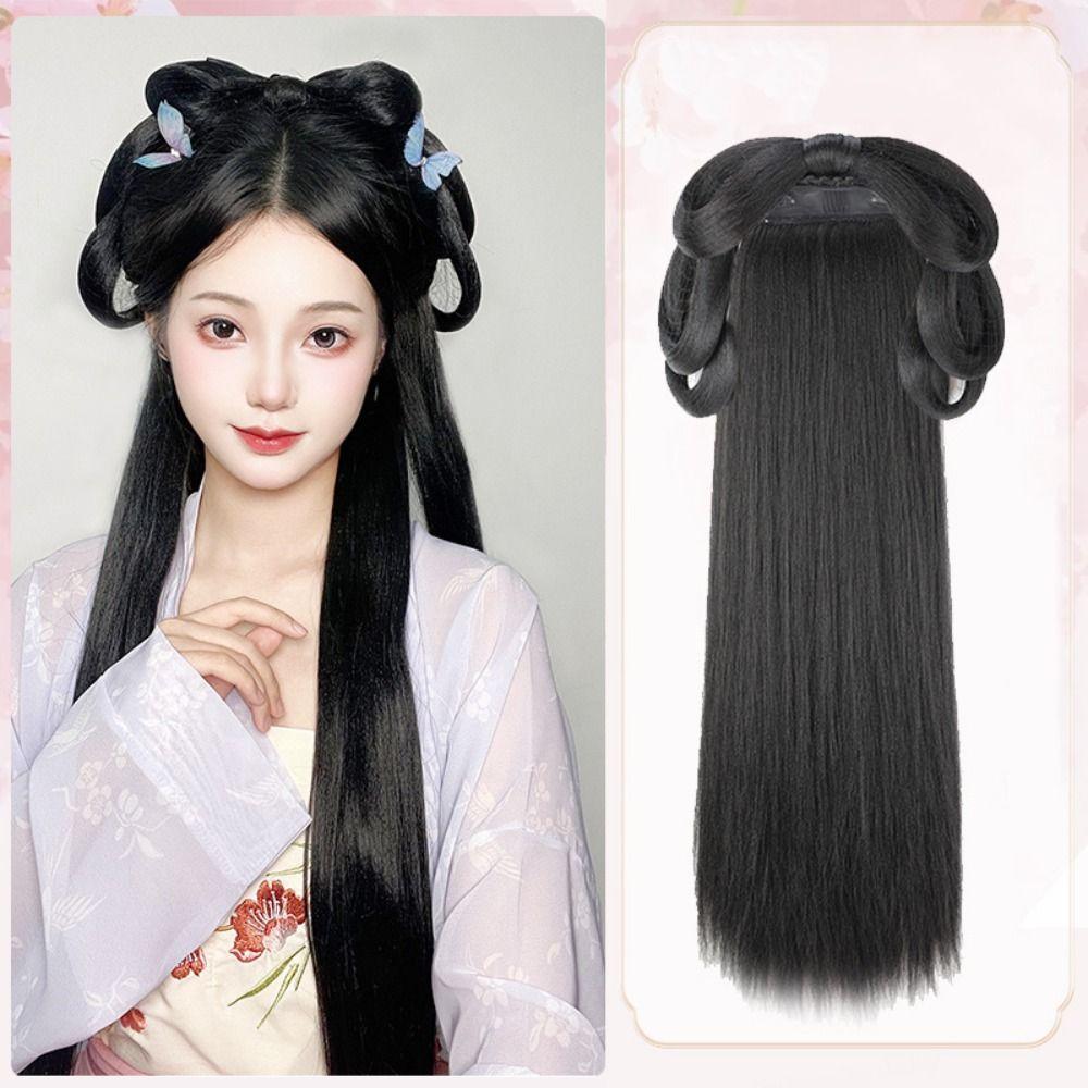 Synthetic Chinese Ancient Wig Headdress Hanfu Wig Headband Dance Accessory Wigs Lazy Costume Wig