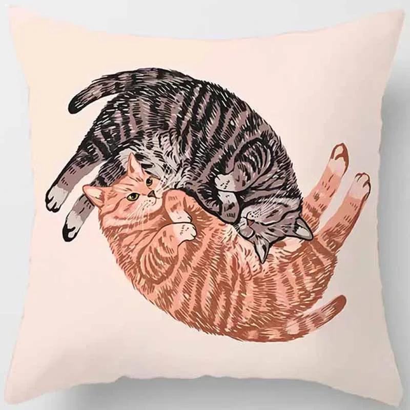 Cat Is Leisure Life Square Pillowcase, Used For Home Decoration, Car Sofa Cushion Cover45Cm*45Cm