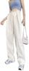 Aimoha Denim Pants with Waist Baggy Zip White Size White Women's High-Waisted Tucks, Silhouette, Fly, Denim, XL,