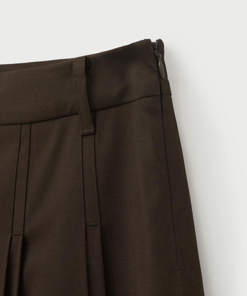 Seteo (W) Button Pleated Midi Skirt Brown