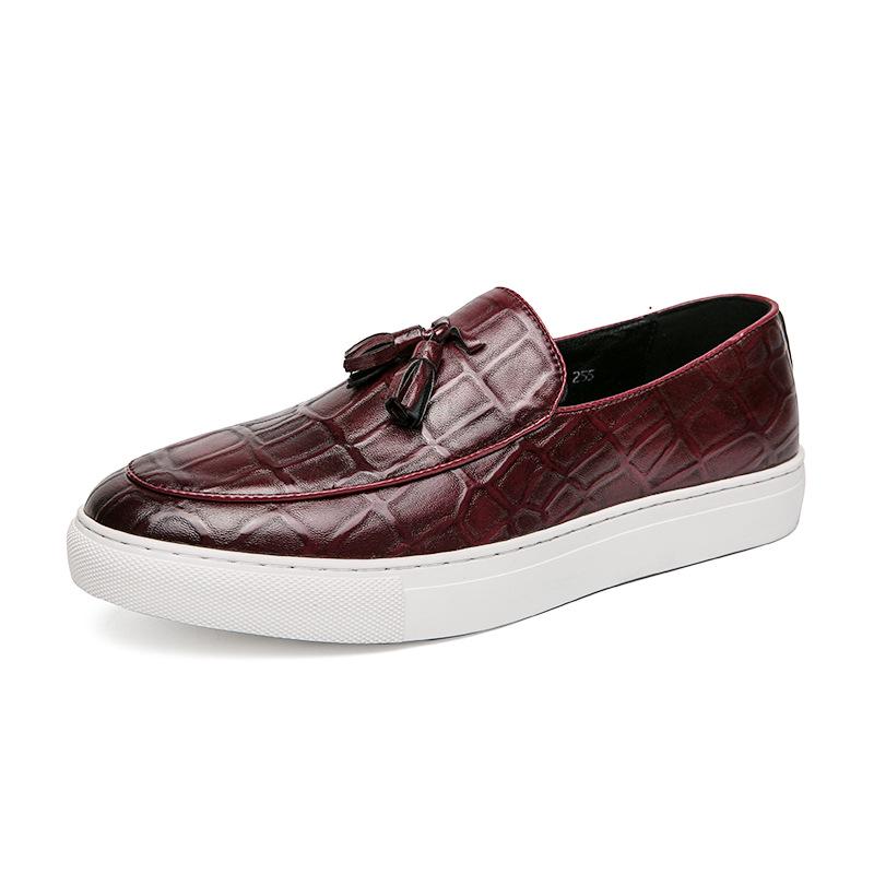 Men s European Style Tassel Leather Slip-On Loafers - Large Size, Casual Fashion Board Shoes 41