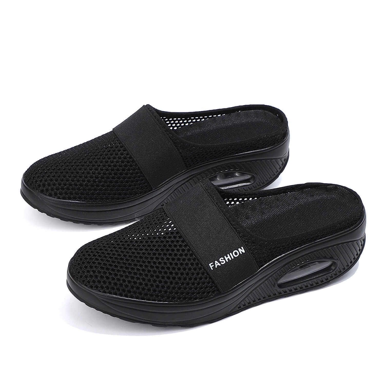 

Большие сетчатые тапочки женские туфли летние полутапочки на воздушной подушке повседневная спортивная обувь сетчатая дышащая женская обувь 35 чёрный