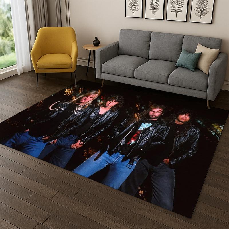 3D Slayer Heavy Metal Rock Band Schild Teppich Teppich für Schlafzimmer Wohnzimmer Sofa Fußmatte Heimdekoration, Kinder Spielbereich Teppich Rutschfest