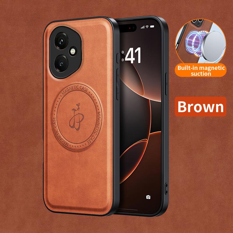 

Магнитный чехол из искусственной кожи с беспроводной зарядкой для Honor 400 Pro 5G Защитная накладка Жесткая задняя крышка Coque Honor 400 Pro (Global) коричневый
