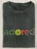 Stone Roses Adored 230g Gewassen T-shirt Verfspat Effect Logo Casual Ronde Hals Licht Elastische Stof Normale Pasvorm Korte Mouw Printpatroon