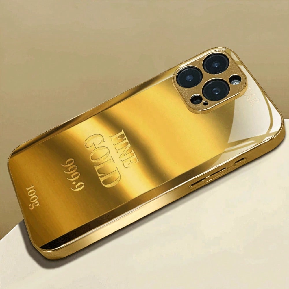 Shimmering Gold Gold Nuggets Luxurious High-end Phone Case Electroplated Glass PhoneCase for iPhone 171615141312pm Pro Plus