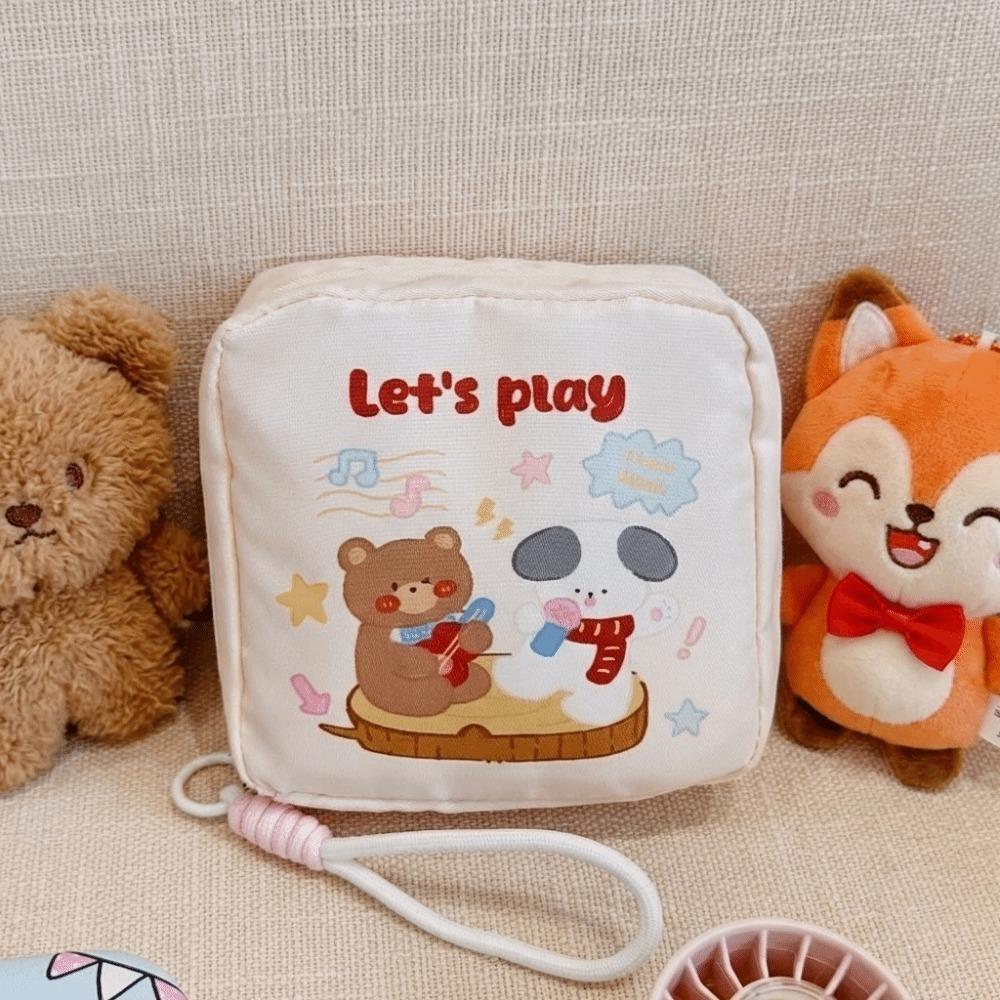 Large Capacity Coin Purse Multifunctional Portable Sanitary Napkins Storage Bag with Zipper with Handle Cosmetic Bag