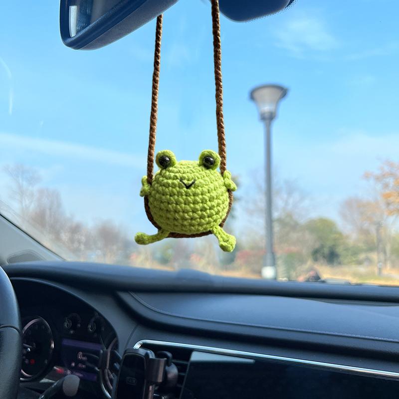 Handmade Mini Knitting Ornament Crochet Car Interior Hanging Decor Creative Diy Swing Animal Duck Handmade Weaving Birthday Gift