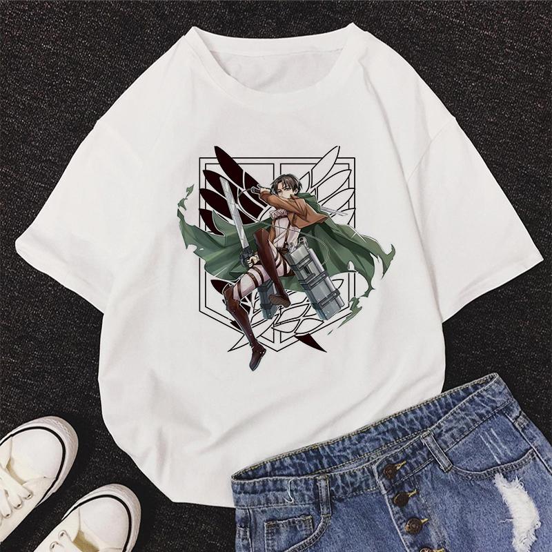 

Pink Japanese Anime Attack On Titan Womens Tshirt Levi Ackerman Eye Punk Tops Summer Harajuku Loose Gothic Short Sleeve Tshirt 2XL