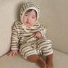 Korean-Style Ribbed Footed Romper: Colorful, Long-Sleeve, Unisex Baby Jumpsuit for Autumn.