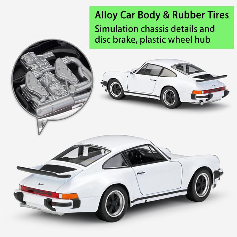 1/24 Scale Welly Porsche 911 Turbo3.0 Alloy Car Model Diecasts Metal Toy Vehicles Car Model High Simulation Collection Childrens Gifts