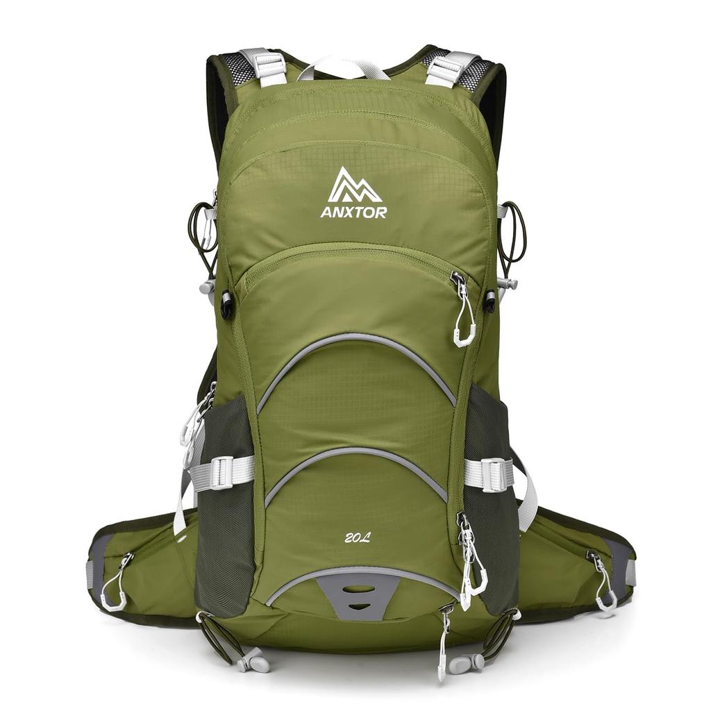 ANXTOR Wanderrucksack 20L, Grün, Leichter Trekkingrucksack, Atmungsaktive Mesh-Träger, für Bergsteigen im Freien (Grün, 20L)