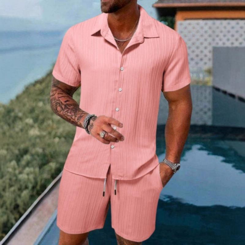 Popular Summer Men's Shirts Versatile Loose Short Sleeved Shorts Beach Casual Suits
