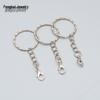 Metal Keychains with 30mm Ring, Lobster Clasp, and 25mm Loop Pendant