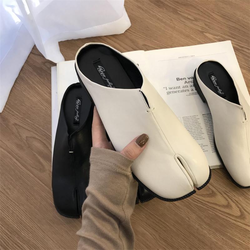 Moda Bailamos Zapatillas de Punta Dividida para Mujer Tabi Ninja Slip Flats Punta Redonda Poco Profundas Perezosas Slip On Náuticos Slingback Mules Zapatos Mocasines Suaves