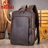 Herren Rucksack aus Crazy Horse Leder: Vintage Europäische & Amerikanische Laptop-Reisetasche, Echtes Leder, Großes Fassungsvermögen.