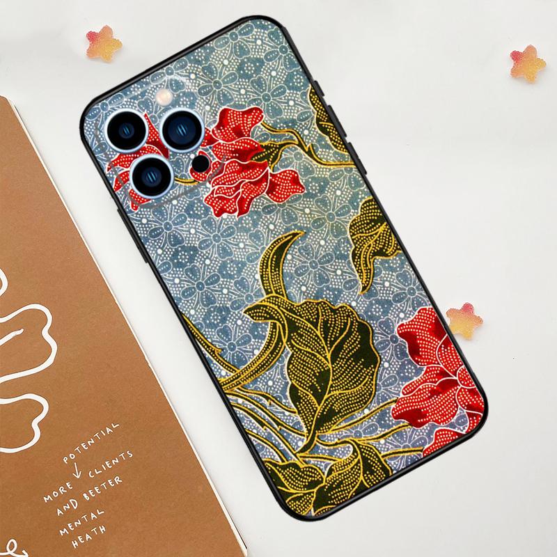 Batik Pattern Phone Case For iPhone 17 Pro Max 14 11 15 16 Pro Max 12 13 mini 16 Plus 16e 17 Air Funda