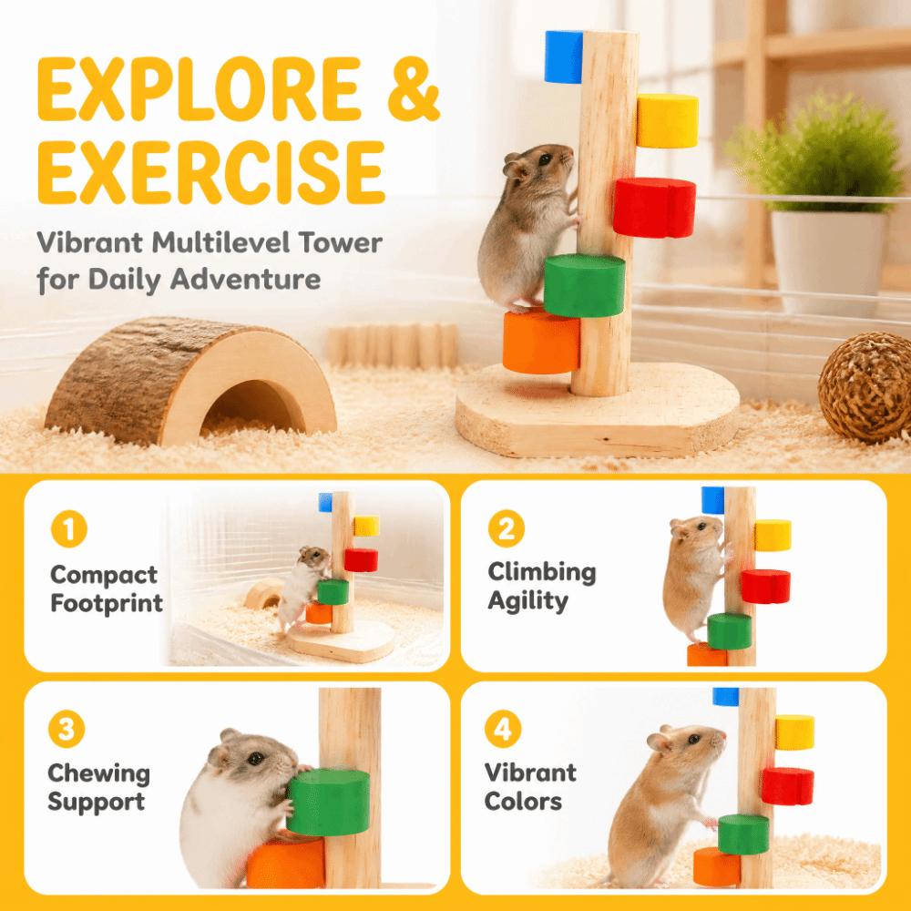 Wood Pet Climbing Ladder No Assembly Needed Chew Climbing Toy Cute Small Animal Toy  Hamsters