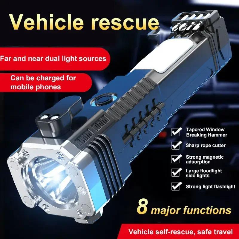 3pcs Multifunctional Safety Hammer Auto Repair Work Light Charging Treasure Emergency Broken Window Escape Outdoor Bright Flashlight