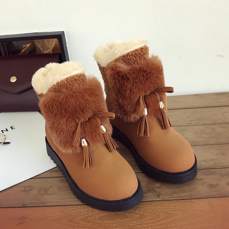 

Winter Snow Boots Women s 2026 New Winter Thick and Warm Cotton Shoes with Velvet Thick Soled Non Slip Women s Shoes 40 коричневий