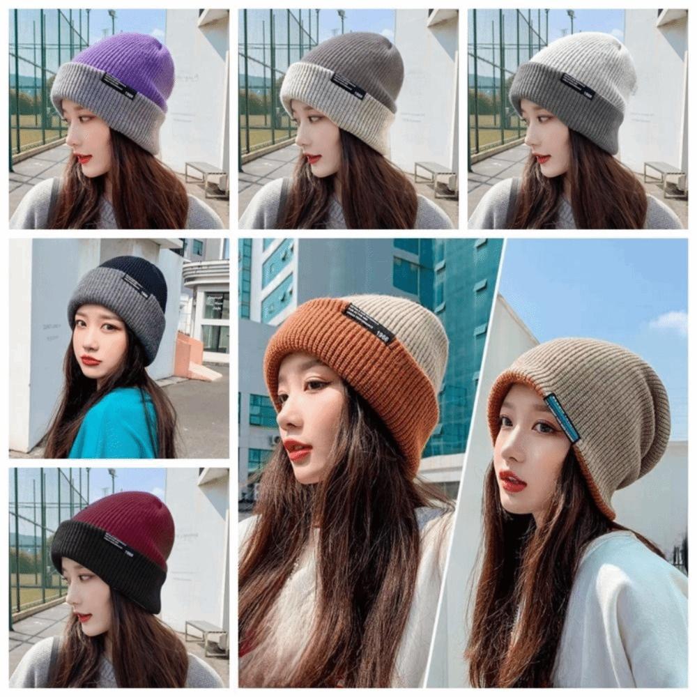 Korean Style Knitted Hat Breathable All-match Hat Cozy Double-faced Hat  Female Use