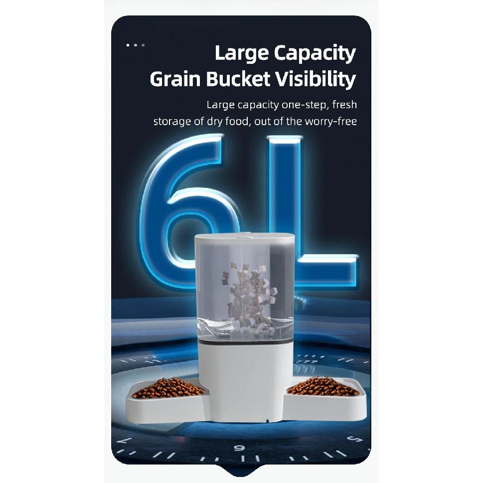 6L Double Bowl Tuya Smart WIFi Pet Feeder Automatic Cat Dog Slow Food Machine With Timed Quantitative Food Dispenser Bow