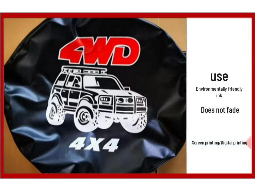 Schwarz-Gold PVC-Leder Ersatzradabdeckung für Mitsubishi Pajero V73 Cheetah - Universell passend für Geländewagen.