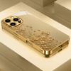 Newly Designed Gold Branch Flower Pattern Electroplated Glass Phone Case Suitable for iPhone 17 16 15 14 13 12 11