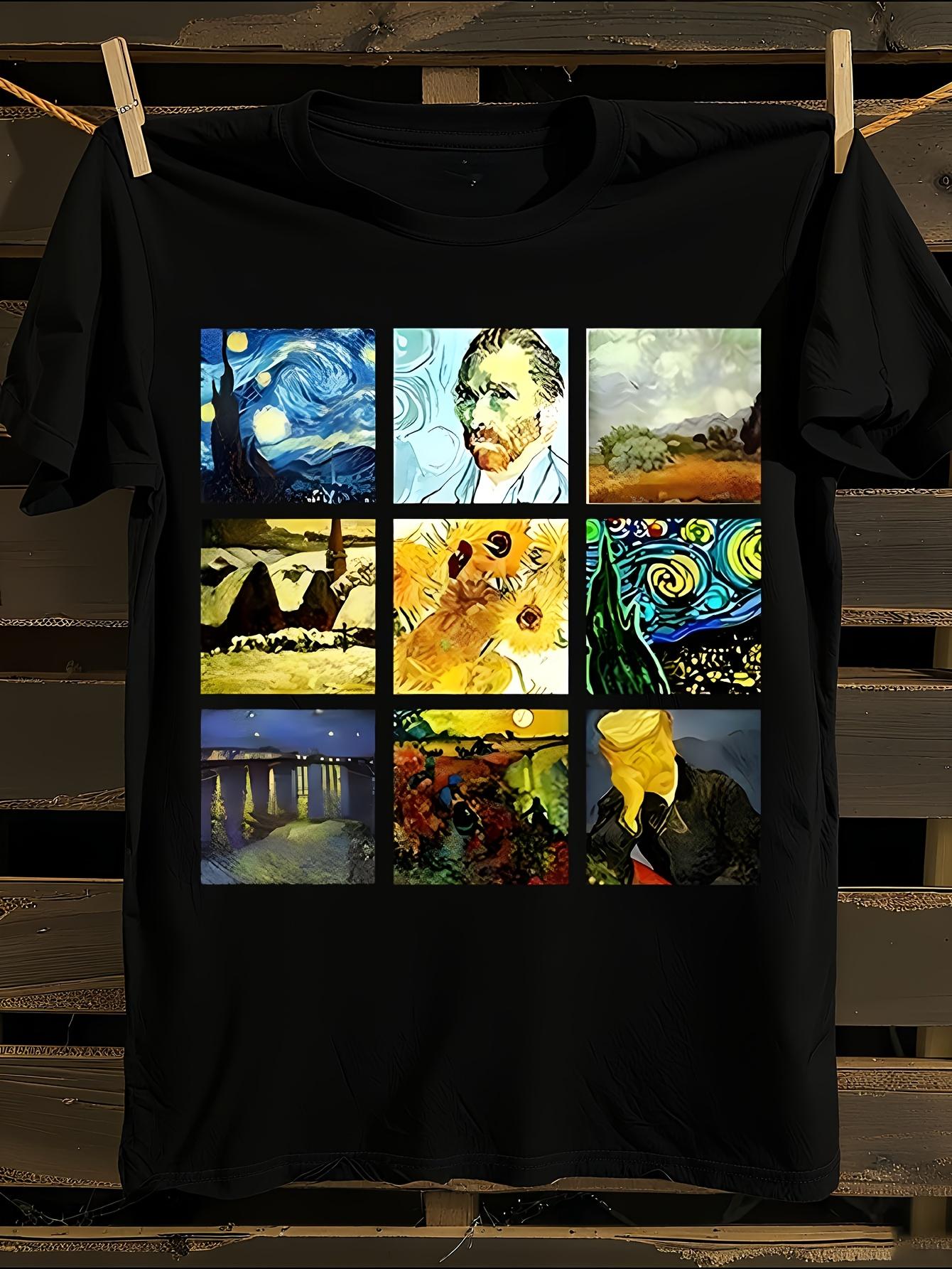 WoVan Gogh Starry Night Self-Portrait Art Print Tshirt XL