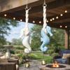 Rustic Style Seahorse Wind Chime Hand Carved Mediterranean Car Seahorse Hanger Marine Themed Handcrafted Wooden Door Chimes