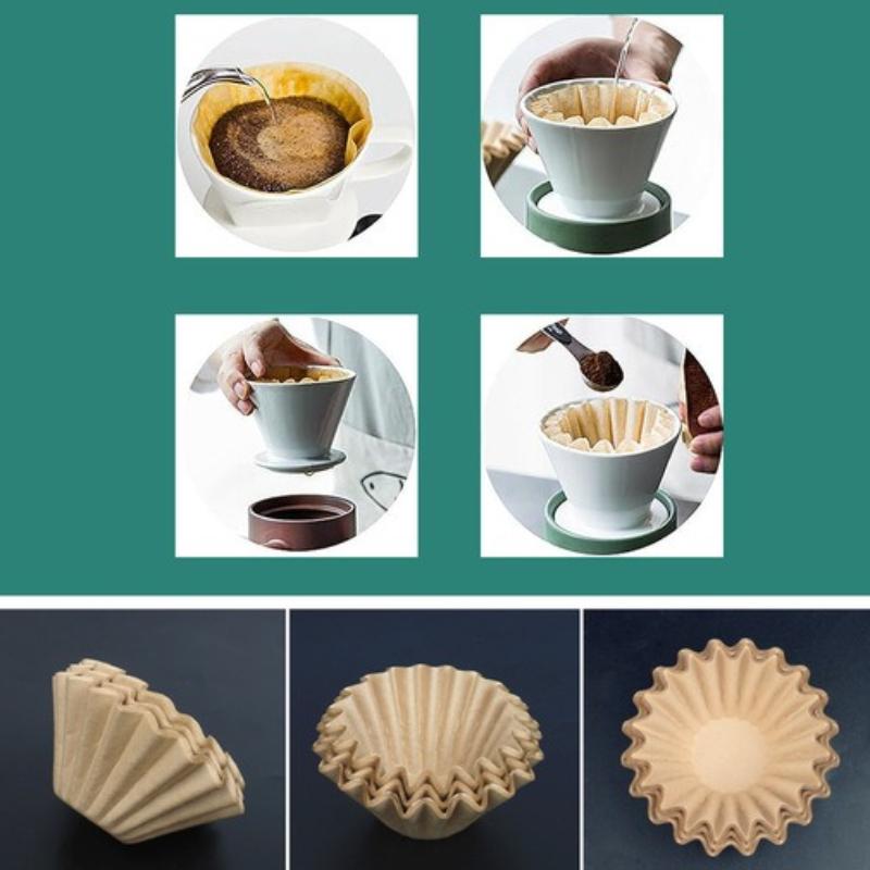 50PCS Basket Coffee Filter, Cups Bowl Shape Origami Hand Brewed Drip Corrugated Disposable Cup for Pour Over Espresso