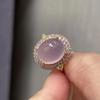 Inspiration Elegant Violet Pink Purple Natural Chalcedony Rings for Women Exquisite Diamond Inlay Ellipse Wedding Ring Jewelry