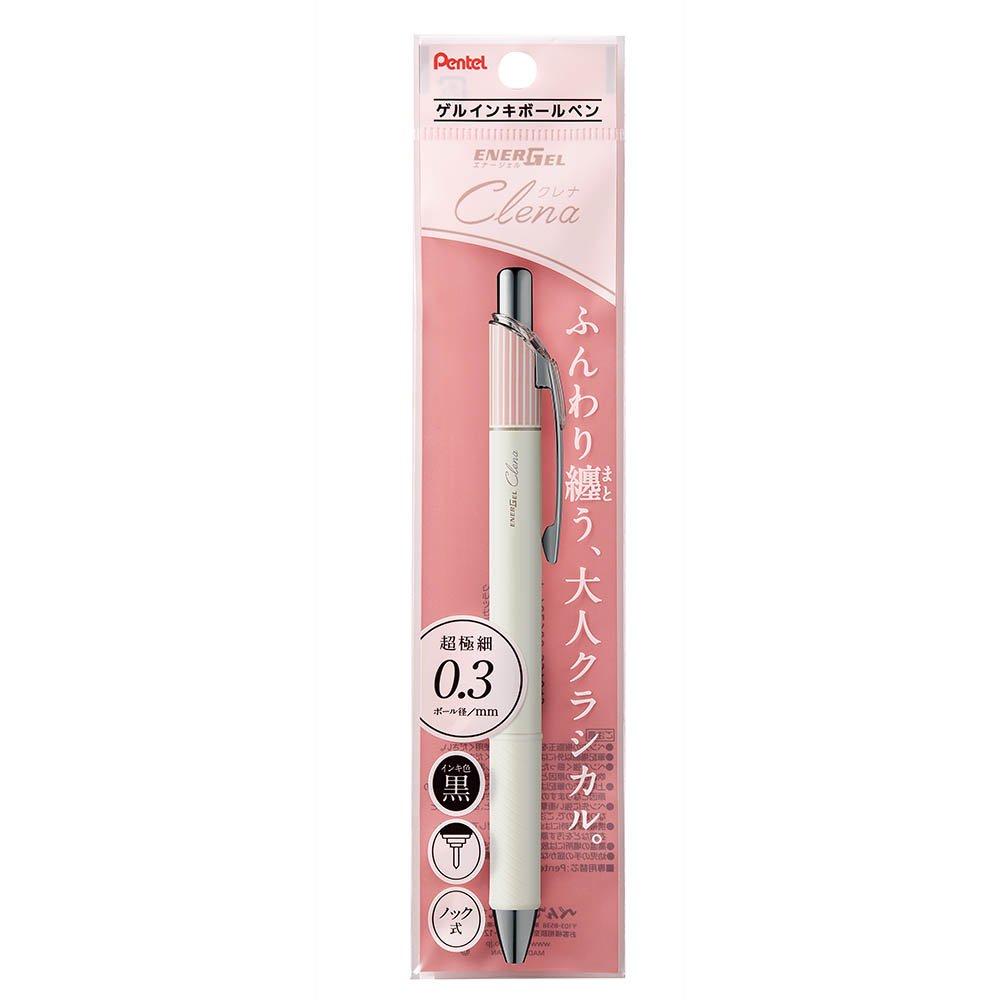 Pentel EnerGel Clena Gel Ballpoint Classic 5 Pens Pens, 0.3mm, Pink, Black, XBLN73LP-A,