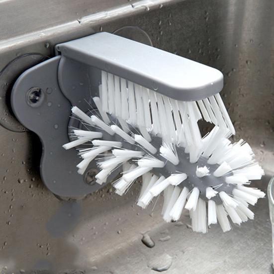 Snadno čistitelný kartáč na sklo Odnímatelná přísavka 360stupňový čistič vnitřku i vnějšku hrnku Omyvatelný středový kartáč