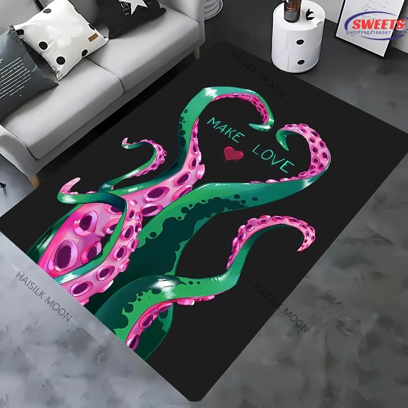 Octopus Theme Printed Rug for Living Room Large Area Decorate Carpet Non-slip Sofa Mat Modern Home Fashion Floor Mats