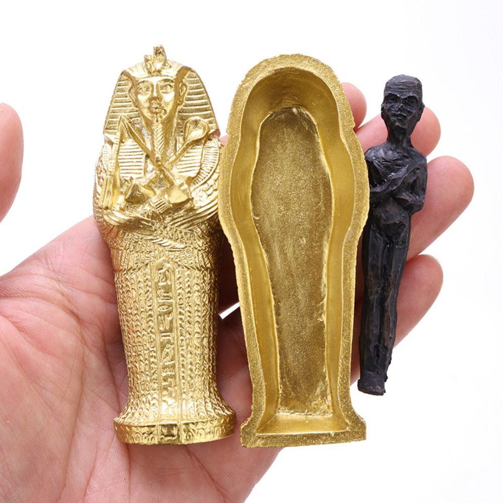 Resin Mini Sarcophagus Mummy Coffin Pharaoh Model Pharaoh Statue Home Decoration Miniature Figurine